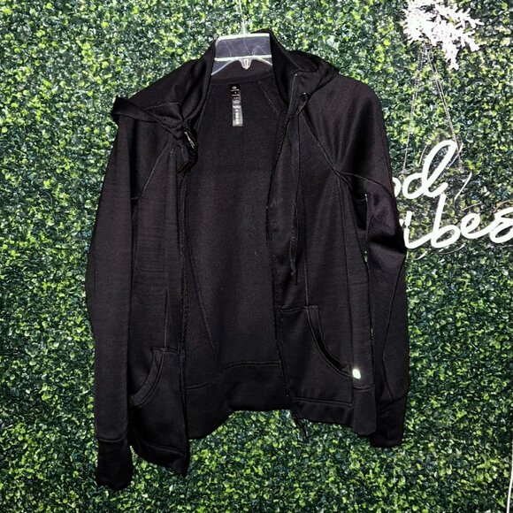 Upcycled Black 90 Degrees Workout Hoodie: - Picture 3 of 4